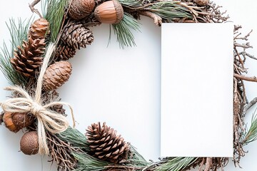Woodland wreath decorated with pinecones and acorns for a natural touch in home decor