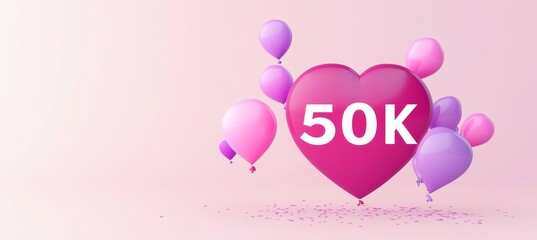 Pink Romantic Celebration with Heart Symbols to Wish Congratulations to Social Media Followers