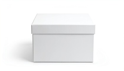 White Box with Lid with Isolated on White.
