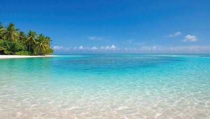 Fototapeta premium Lagoon view at a beach with turquoise waters and natural scenery, ideal for travel brochures