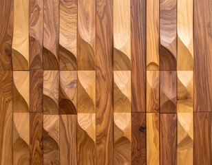 Close-up of intricately patterned wooden wall paneling