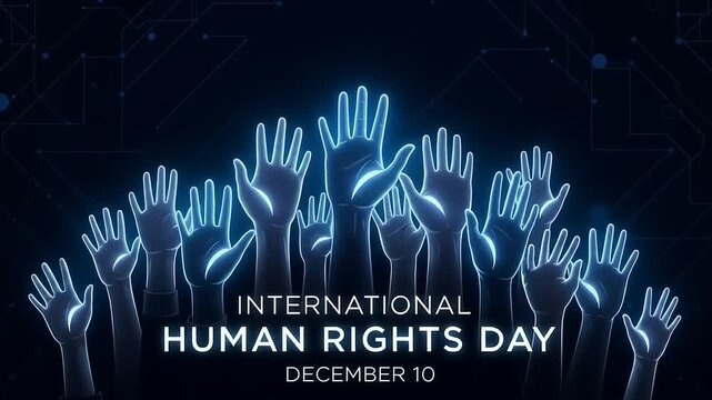 Human Rights Day Digital Hands Reaching Up in Solidarity with December 10th. (1)