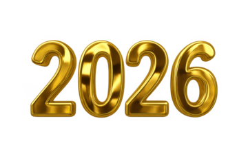 Golden 2026 year number celebrating new year