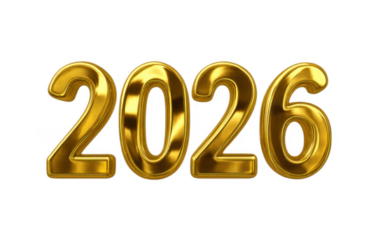 Golden 2026 year number celebrating new year