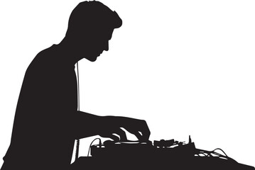 Silhouette of a DJ Mixing Music at a Concert