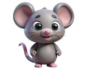 Adorable cartoon mouse character with big eyes and a cheerful expression
