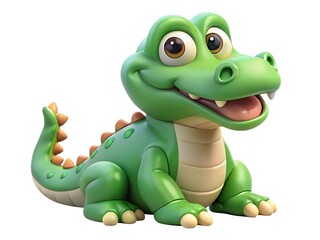 Fototapeta premium Cute and friendly green cartoon crocodile or alligator character illustration