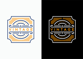 Vintage Badge Design Retro Emblem Featuring Decorative Borders and Elegant Typography for Branding