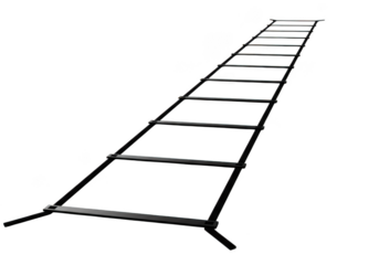 Long black rope ladder climbing equipment safety tool emergency escape fire rescue isolated on transparent background