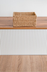 Natural Woven Basket on Modern Wooden Furniture