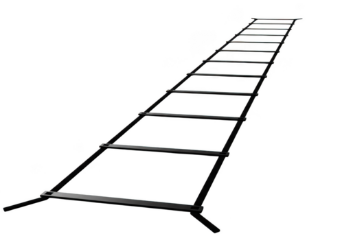 Long black rope ladder climbing equipment safety tool emergency escape fire rescue isolated on transparent background