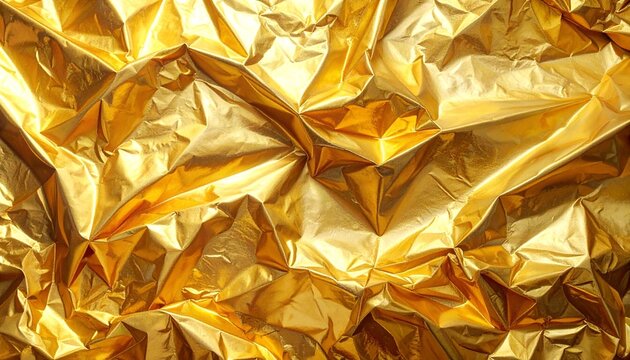 Shiny gold foil texture closeup.