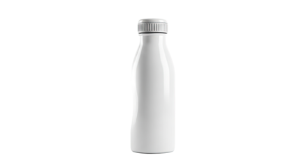 White Photorealistic Bottle with Ridged Cap Minimalist Product Photography