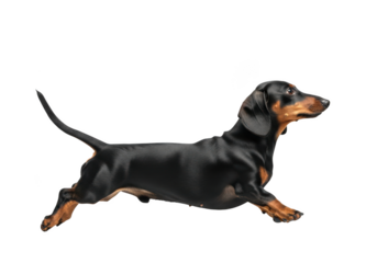 Running dachshund dog illustration, cute pet animal image, sausage dog breed, vector graphic, clipart, transparent png isolated on transparent background