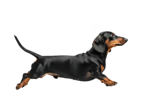 Running dachshund dog illustration, cute pet animal image, sausage dog breed, vector graphic, clipart, transparent png isolated on transparent background