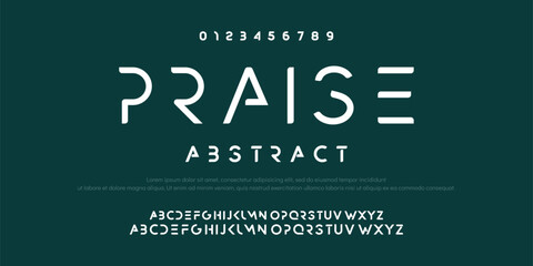 Praise Creative modern technology alphabet fonts. Abstract typography urban sport, techno, fashion, digital, future creative logo font. vector illustration
