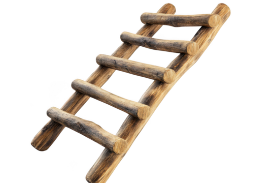Rustic wooden ladder image, country style ladder, farmhouse ladder, decorative ladder, wood ladder, interior design ladder, png image isolated on transparent background - Powered by Adobe