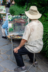 artist at work in the city