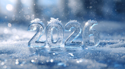 2026 ice numbers in frosty winter landscape
