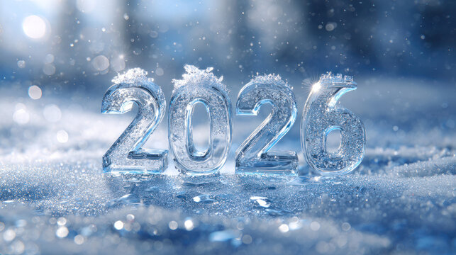 2026 ice numbers in frosty winter landscape
 - Powered by Adobe