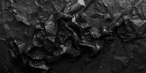 Empty crumpled wet black canvas with textured surface, suitable as a background for text or design elements, neutral tone