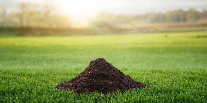 Freshly expelled cow dung in dark brown color resting on soil, emphasizing natural fertilizer properties