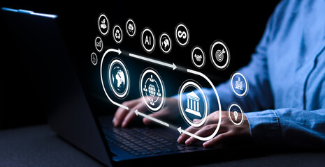 Graphic design business about esg and icons, ready to be environmentally friendly along with AI to help make work more convenient and faster in the future.