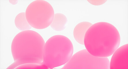 Abstract holiday and celebration background with floating spheres,  liquid blobs, soap bubbles. 3d rendering