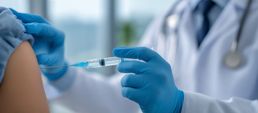 Doctor Administering Injection or Vaccine to Patient's Arm