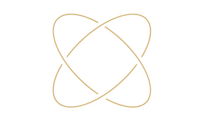 Abstract Gold Interlocking Rings Symbol on White Background - Elegant Geometric Design