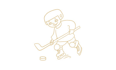 A Child's Hockey Game Playful Illustration of a Kid Playing Ice Hockey