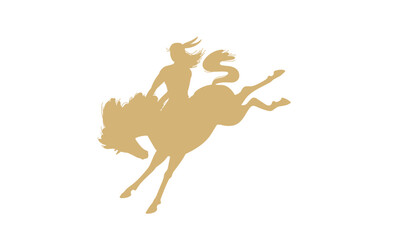 Silhouette of a Rodeo Rider on a Bucking Bronco, Illustrative Design for Western Themes