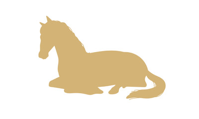 Elegantly Reclining Horse Illustration in Light Tan
