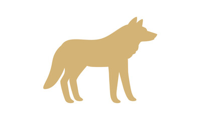 Silhouette of a standing wolf, a noble canine predator in a naturalistic pose, symbolizing wildness and freedom