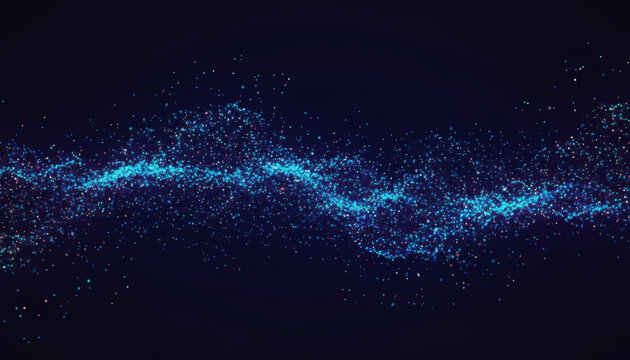 Blue particle wave background with glowing light trail and sparkling dust forming flowing ribbon of energy that feels dynamic and futuristic Background Concept