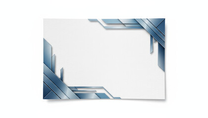 Modern metallic blue geometric background with layered angular shapes framing white textured space conveying sleek tech elegance and subtle depth Background Concept