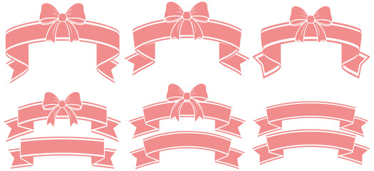 Elegant pink ribbons with bows for invitations, greeting cards, banners, and celebrations
