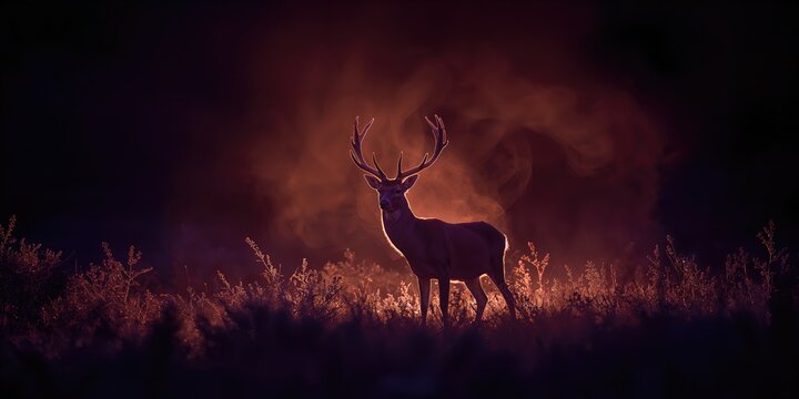 Infrared thermal image of a Sika Deer stag at night, emphasizing wildlife monitoring during the roar season in the Kaimanawa Ranges, New Zealand