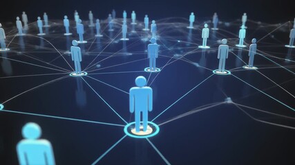 Digital Social Network Concept with Interconnected People Figures - Powered by Adobe