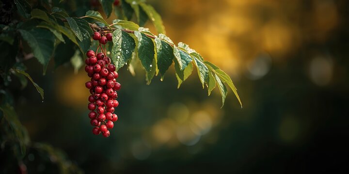 Wild fruit of a plant in nearby forest, emphasizing foraging and natural growth patterns