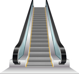 Modern metal electric moving stairs high resolution transparent PNG image