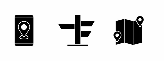 Navigation icon set. Vector symbol. Illustration of navigation. Navigation. Vector illustration. Stock vector.