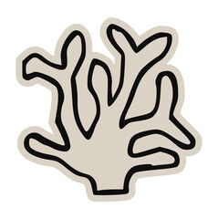 Obraz premium Hand-drawn doodle illustration of a natural branching coral shape, perfect for digital scrapbook, collage, cut-out, ocean, sea, underwater life, sticker, and paper craft design.