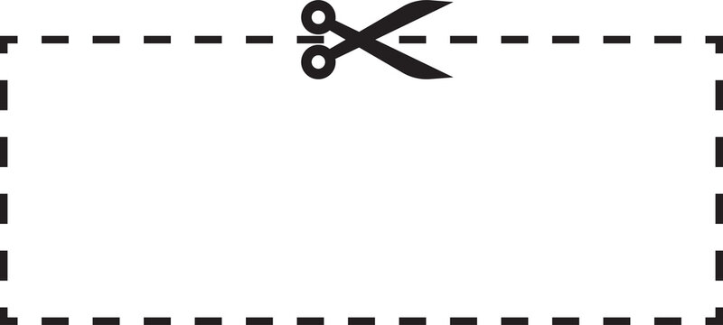Scissors cutting dashed coupon high resolution transparent PNG image
