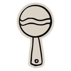 Maraca Music Instrument Icon: Hand-Drawn Minimalist Sticker of Mexican Shaker for Festival, Party, Fiesta, Celebration, Carnival, and Summer Event Design.