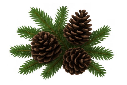 Pine cones and fir branch for christmas decoration element