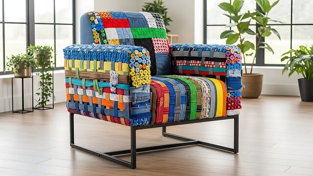 Colorful Patchwork Armchair in a Modern Sunlit shofa