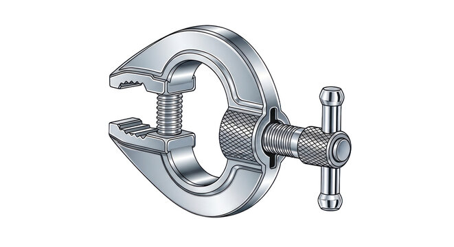 Metallic c clamp isolated on transparent background for industrial purposes