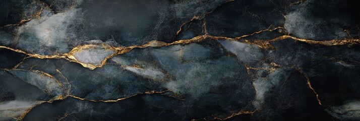 Sophisticated Black Marble Texture with Stunning Golden Veins, Ideal for Luxury Interior Design