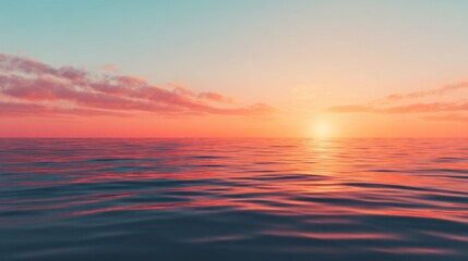Obraz premium Serene ocean sunset coastal landscape digital artwork tranquil environment horizon view epiphany focus concept
